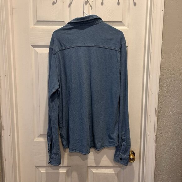 32 Degrees Cool Mens 100% Cotton‎ Long Sleeve Button-Up Shirt Blue Large - Picture 6 of 7